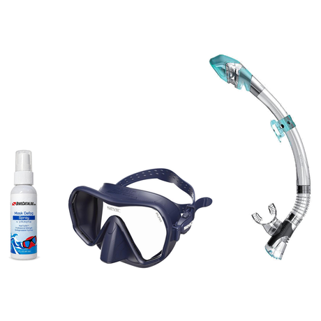 Seac Mask + Snorkel Package – Pura Anti-Fog Mask + Reverse Dry Snorkel + Free Mask Defog Spray — Blue, Seac Fast Tech Dry Ad…
