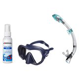 Seac Mask + Snorkel Package – Pura Anti-Fog Mask + Reverse Dry Snorkel + Free Mask Defog Spray — Blue, Seac Fast Tech Dry Ad…