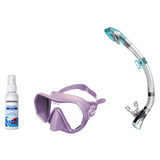 Seac Mask + Snorkel Package – Pura Anti-Fog Mask + Reverse Dry Snorkel + Free Mask Defog Spray — Lilac, Seac Fast Tech Dry A…