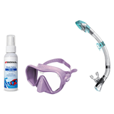 Seac Mask + Snorkel Package – Pura Anti-Fog Mask + Reverse Dry Snorkel + Free Mask Defog Spray — Lilac, Seac Fast Tech Dry A…
