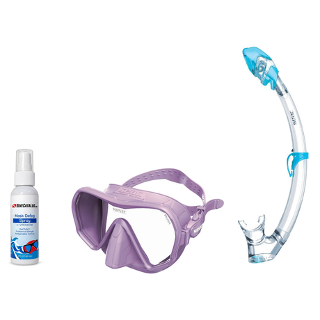 Seac Mask + Snorkel Package – Pura Anti-Fog Mask + Reverse Dry Snorkel + Free Mask Defog Spray — Lilac, Seac Tribe Dry Scuba…