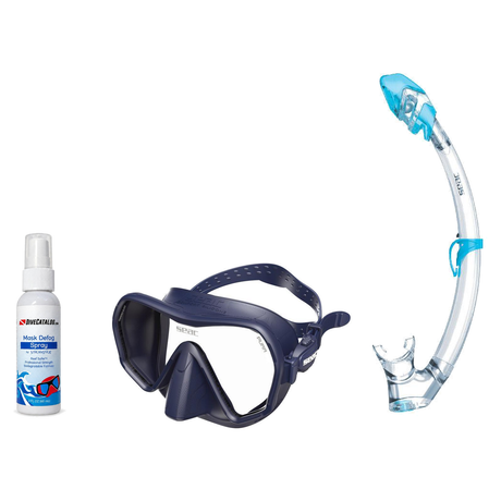 Seac Mask + Snorkel Package – Pura Anti-Fog Mask + Reverse Dry Snorkel + Free Mask Defog Spray — Blue, Seac Tribe Dry Scuba…