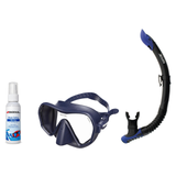 Seac Mask + Snorkel Package – Pura Anti-Fog Mask + Reverse Dry Snorkel + Free Mask Defog Spray — Blue, Seac Reverse Snorkel…