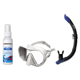 Seac Mask + Snorkel Package – Pura Anti-Fog Mask + Reverse Dry Snorkel + Free Mask Defog Spray — White, Seac Reverse Snorkel…