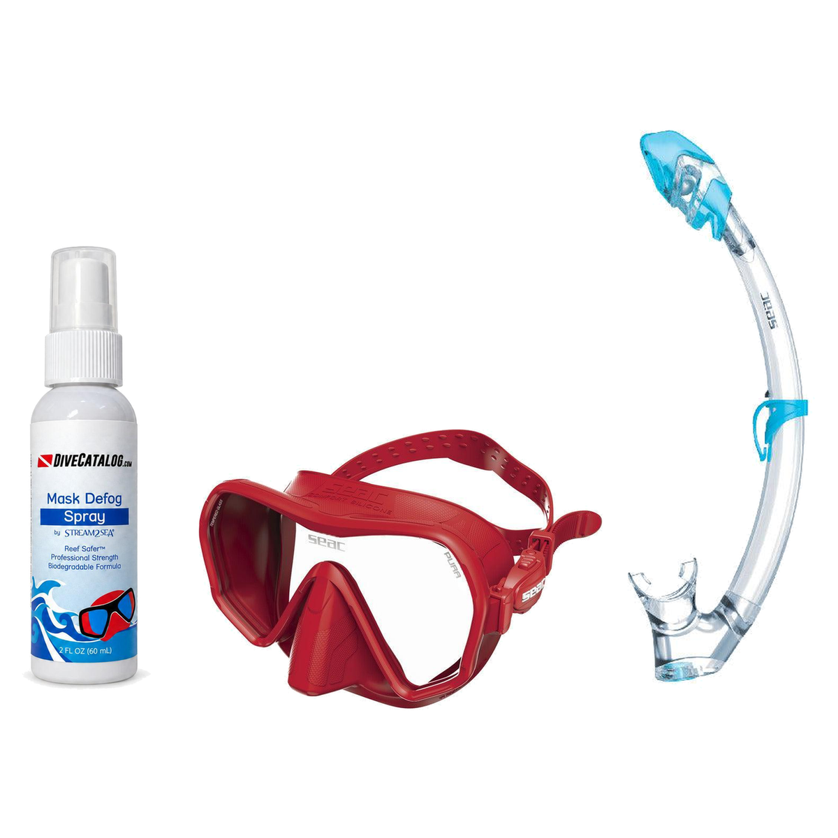 Seac Mask + Snorkel Package – Pura Anti-Fog Mask + Reverse Dry Snorkel + Free Mask Defog Spray — Red, Seac Tribe Dry Scuba D…