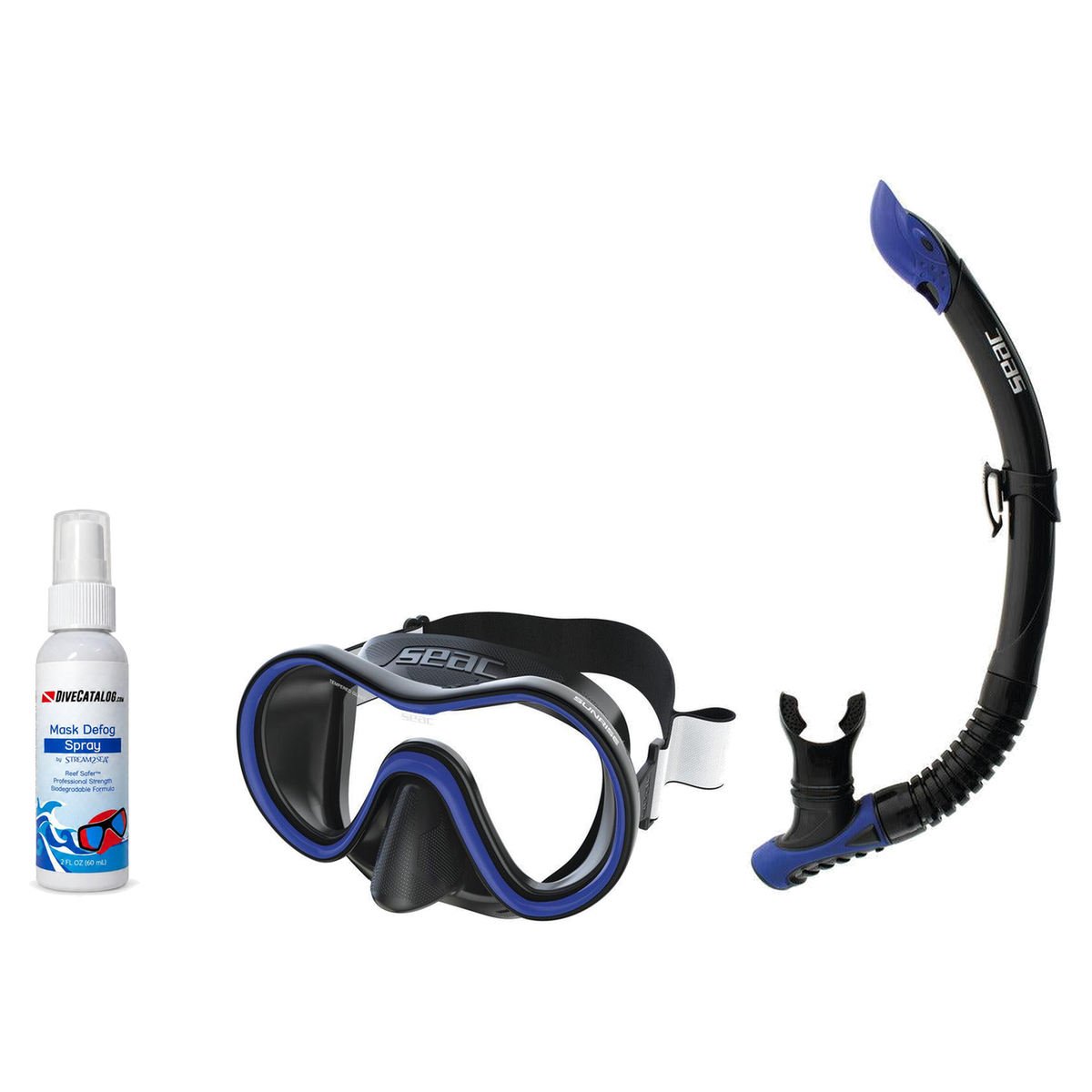 Seac Mask + Snorkel Package – Sunrise Single Lens Mask + Reverse Dry Snorkel + Free Mask Defog Spray — Seac Reverse Snorkel…