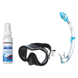 Seac Mask + Snorkel Package – Sunrise Single Lens Mask + Reverse Dry Snorkel + Free Mask Defog Spray — Black, Seac Tribe Dry…