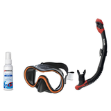 Seac Mask + Snorkel Package – Sunrise Single Lens Mask + Reverse Dry Snorkel + Free Mask Defog Spray — Orange, Seac Reverse…