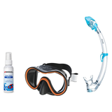 Seac Mask + Snorkel Package – Sunrise Single Lens Mask + Reverse Dry Snorkel + Free Mask Defog Spray — Orange, Seac Tribe Dr…