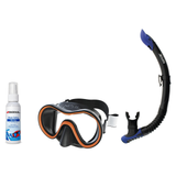 Seac Mask + Snorkel Package – Sunrise Single Lens Mask + Reverse Dry Snorkel + Free Mask Defog Spray — Orange, Seac Reverse…