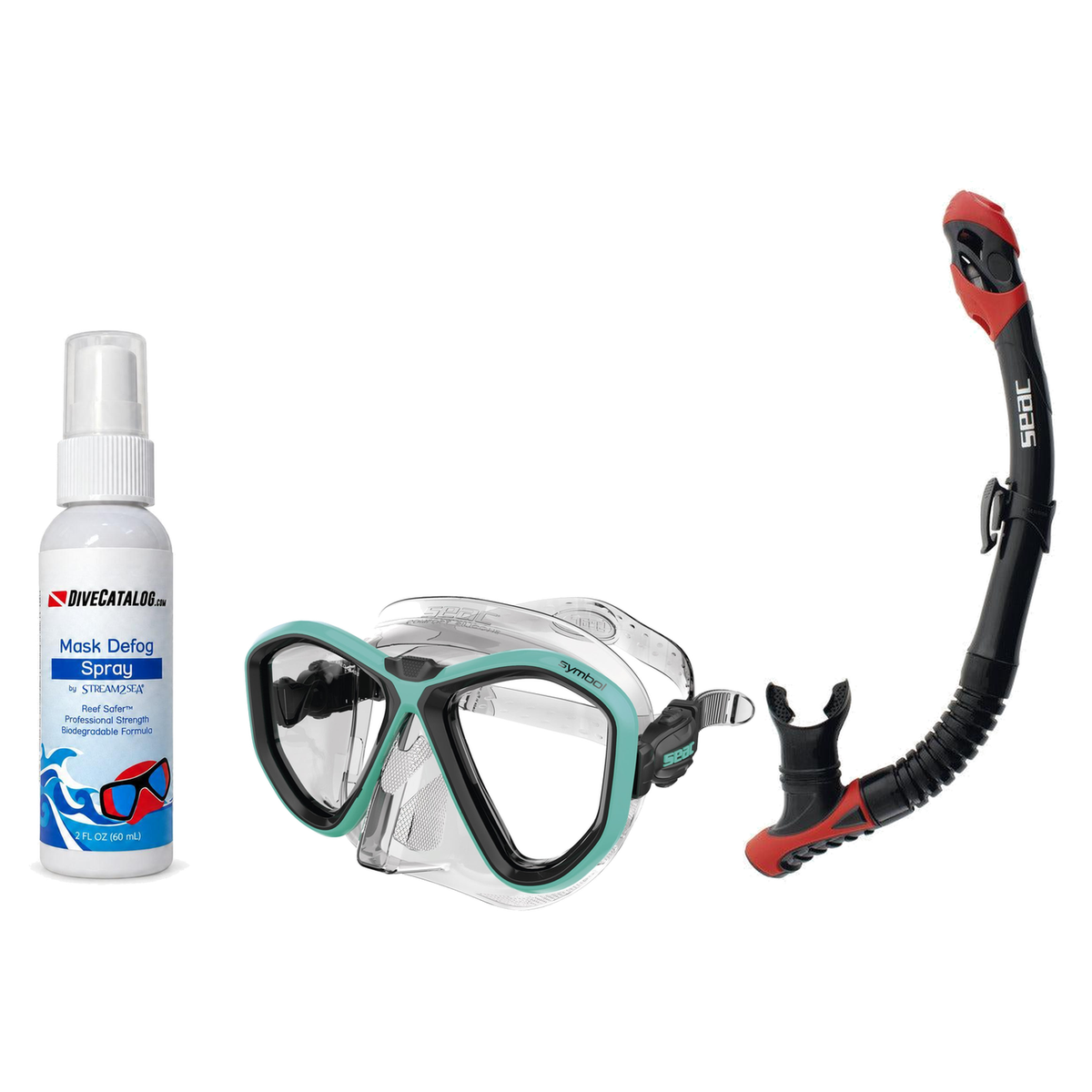 Seac Mask + Snorkel Package – Symbol Mask + Reverse Dry Snorkel + Free Mask Defog Spray — Tiffany, Seac Reverse Dry Snorkel