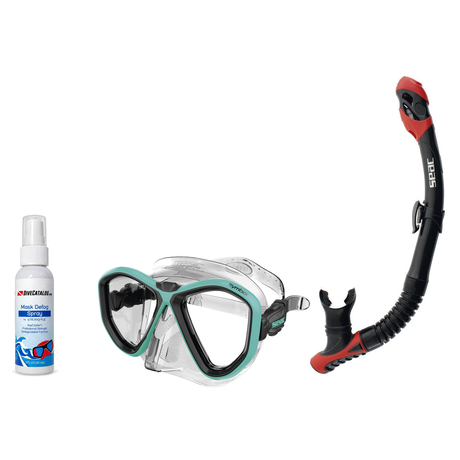 Seac Mask + Snorkel Package – Symbol Mask + Reverse Dry Snorkel + Free Mask Defog Spray — Tiffany, Seac Reverse Dry Snorkel