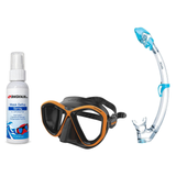 Seac Mask + Snorkel Package – Symbol Mask + Reverse Dry Snorkel + Free Mask Defog Spray — Black/Orange, Seac Tribe Dry Scuba…
