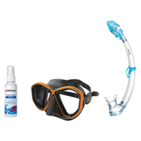 Seac Mask + Snorkel Package – Symbol Mask + Reverse Dry Snorkel + Free Mask Defog Spray — Black/Orange, Seac Tribe Dry Scuba…