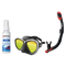Seac Mask + Snorkel Package – Symbol Mask + Reverse Dry Snorkel + Free Mask Defog Spray — LS Black/White, Seac Reverse Dry S…