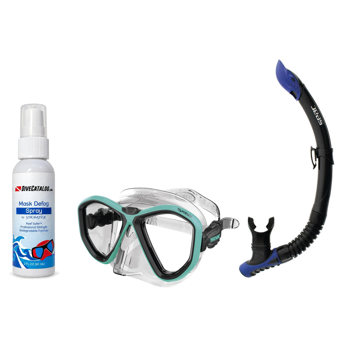 Seac Mask + Snorkel Package – Symbol Mask + Reverse Dry Snorkel + Free Mask Defog Spray — Tiffany, Seac Reverse Snorkel Anti…
