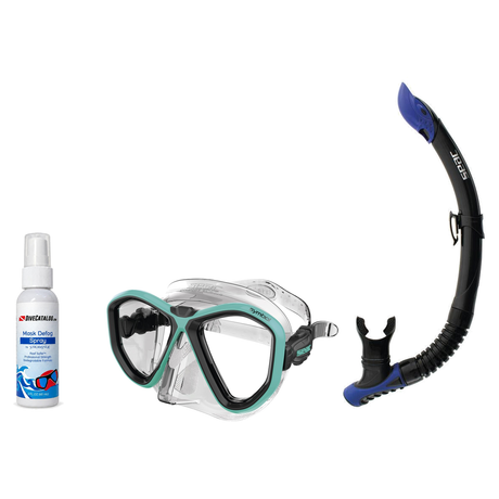Seac Mask + Snorkel Package – Symbol Mask + Reverse Dry Snorkel + Free Mask Defog Spray — Tiffany, Seac Reverse Snorkel Anti…