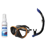 Seac Mask + Snorkel Package – Symbol Mask + Reverse Dry Snorkel + Free Mask Defog Spray — Black/Orange, Seac Reverse Snorkel…
