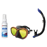 Seac Mask + Snorkel Package – Symbol Mask + Reverse Dry Snorkel + Free Mask Defog Spray — LS Black/Orange, Seac Reverse Snor…