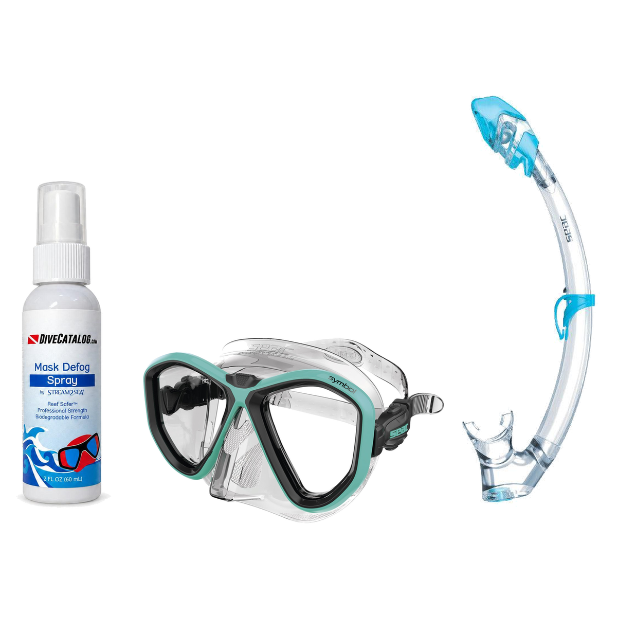 Seac Mask + Snorkel Package – Symbol Mask + Reverse Dry Snorkel + Free Mask Defog Spray — Tiffany, Seac Tribe Dry Scuba Divi…