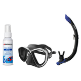 Seac Mask + Snorkel Package – Symbol Mask + Reverse Dry Snorkel + Free Mask Defog Spray — Black/White, Seac Reverse Snorkel…