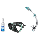 Seac Mask + Snorkel Package – Symbol Mask + Reverse Dry Snorkel + Free Mask Defog Spray — Black / Tiffany, Seac Fast Tech Dr…
