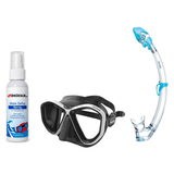 Seac Mask + Snorkel Package – Symbol Mask + Reverse Dry Snorkel + Free Mask Defog Spray — Black/White, Seac Tribe Dry Scuba…