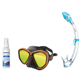 Seac Mask + Snorkel Package – Symbol Mask + Reverse Dry Snorkel + Free Mask Defog Spray — LS Black/Orange, Seac Tribe Dry Sc…