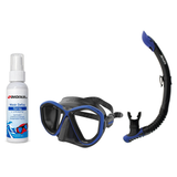 Seac Mask + Snorkel Package – Symbol Mask + Reverse Dry Snorkel + Free Mask Defog Spray — Black / Blue, Seac Reverse Snorkel…