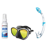 Seac Mask + Snorkel Package – Symbol Mask + Reverse Dry Snorkel + Free Mask Defog Spray — LS Black/White, Seac Tribe Dry Scu…