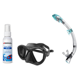 Seac Mask + Snorkel Package – Symbol Mask + Reverse Dry Snorkel + Free Mask Defog Spray — Black, Seac Fast Tech Dry Adult Sc…
