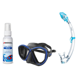 Seac Mask + Snorkel Package – Symbol Mask + Reverse Dry Snorkel + Free Mask Defog Spray — Black / Blue, Seac Tribe Dry Scuba…