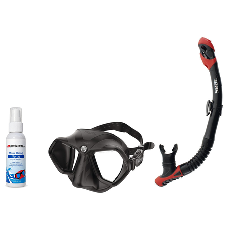 Seac Mask + Snorkel Package – Wild Anti-Fog Dual Lens Mask + Reverse Dry Snorkel + Free Mask Defog Spray — includes Seac Mas…