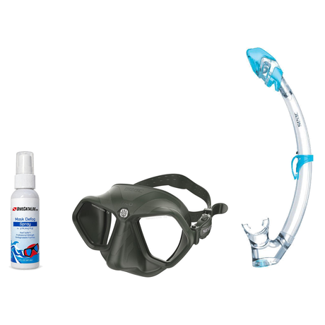 Seac Mask + Snorkel Package – Wild Anti-Fog Dual Lens Mask + Reverse Dry Snorkel + Free Mask Defog Spray — Green, Seac Tribe…