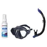 Seac Mask + Snorkel Package – Wild Anti-Fog Dual Lens Mask + Reverse Dry Snorkel + Free Mask Defog Spray — Blue, Seac Revers…
