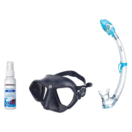 Seac Mask + Snorkel Package – Wild Anti-Fog Dual Lens Mask + Reverse Dry Snorkel + Free Mask Defog Spray — Blue, Seac Tribe…