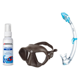 Seac Mask + Snorkel Package – Wild Anti-Fog Dual Lens Mask + Reverse Dry Snorkel + Free Mask Defog Spray — Brown, Seac Tribe…