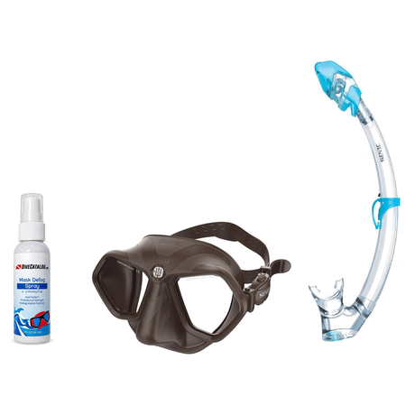 Seac Mask + Snorkel Package – Wild Anti-Fog Dual Lens Mask + Reverse Dry Snorkel + Free Mask Defog Spray — Brown, Seac Tribe…