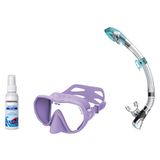 Seac Mask + Snorkel Package – X-Frame Mask + Reverse Dry Snorkel + Free Mask Defog Spray — Lilac, Seac Fast Tech Dry Adult S…