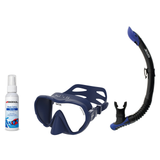 Seac Mask + Snorkel Package – X-Frame Mask + Reverse Dry Snorkel + Free Mask Defog Spray — Blue, Seac Reverse Snorkel Anti-S…