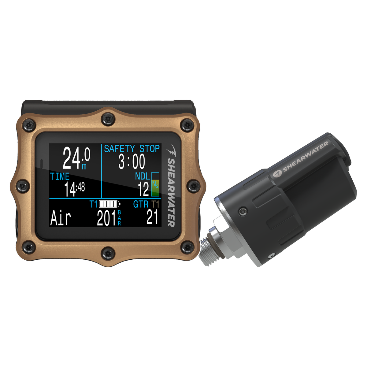 Shearwater Perdix 2 Ti Dive Computer + Swift Transmitter Package — Bronze Journeys Edition