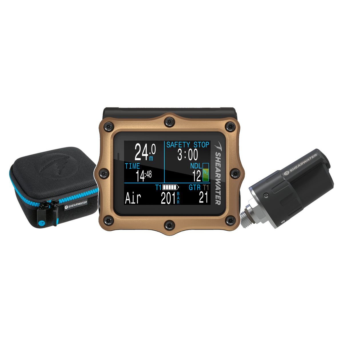 Shearwater Perdix 2 Ti Dive Computer + Swift Transmitter + EVA Travel Case Package — Bronze Journeys Edition