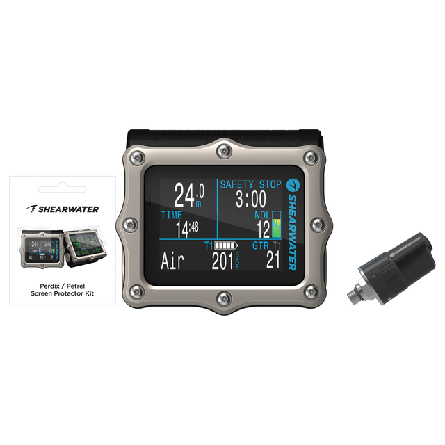 Shearwater Perdix 2 Ti Dive Computer + Swift Transmitter + Screen Protectors Package — includes Shearwater Perdix 2 Ti Dive…