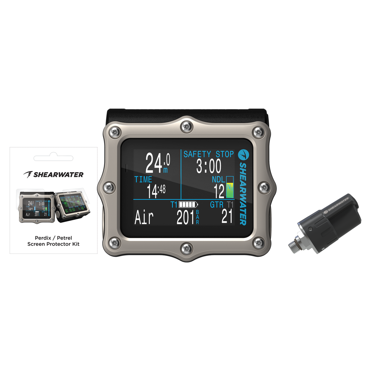 Shearwater Perdix 2 Ti Dive Computer + Swift Transmitter + Screen Protectors Package — includes Shearwater Perdix 2 Ti Dive…
