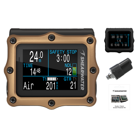 Shearwater Perdix 2 Ti Dive Computer + Swift Transmitter + Screen Protectors + Silicone Case Package — Bronze Journeys Editi…