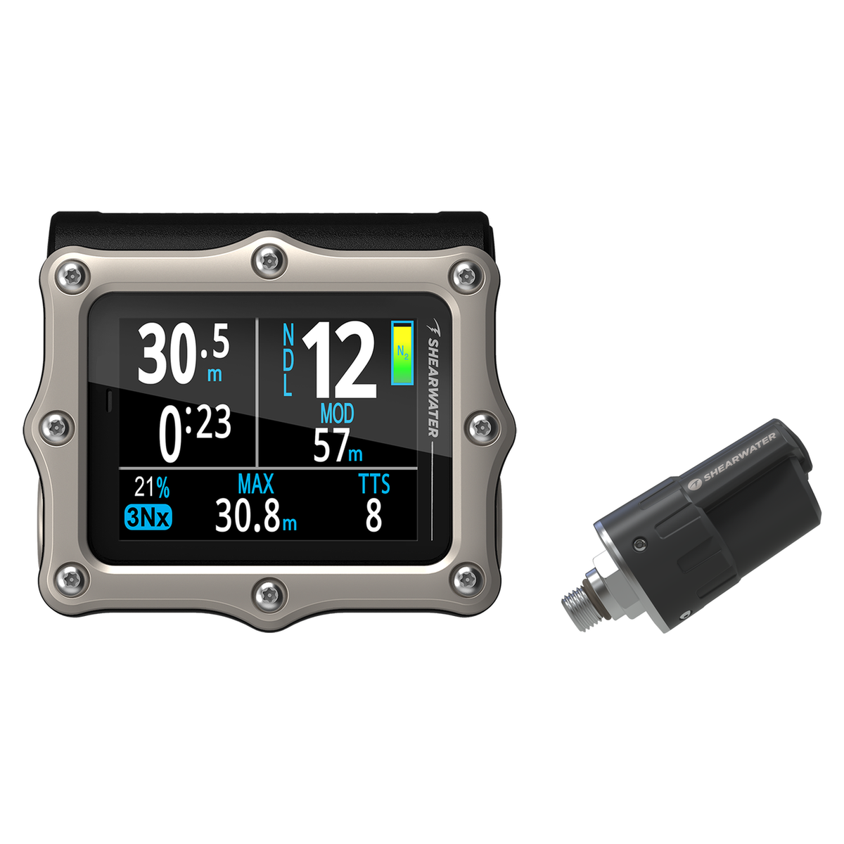 Shearwater Perdix 3 Ti Dive Computer + Swift Transmitter Package — includes Shearwater Perdix 3 Ti Dive Computer, Shearwater…