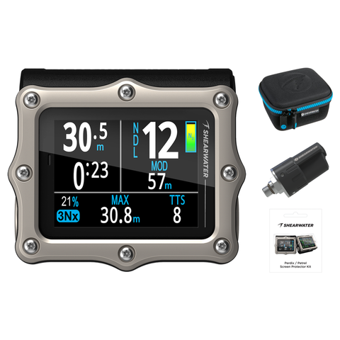 Shearwater Perdix 3 Ti Dive Computer + Swift Transmitter + EVA Travel Case + Screen Protectors Package