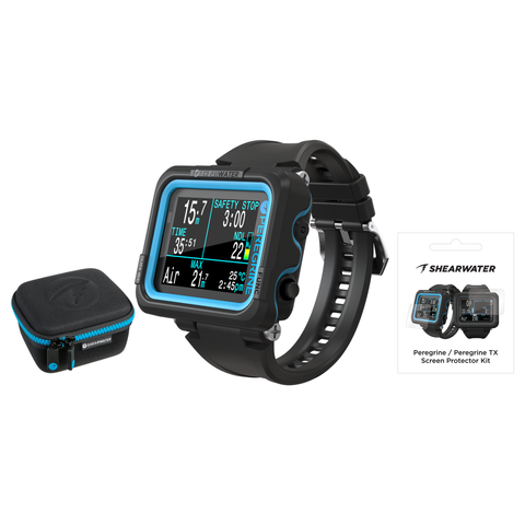 Shearwater Peregrine Dive Computer + EVA Travel Case + Screen Protectors Package