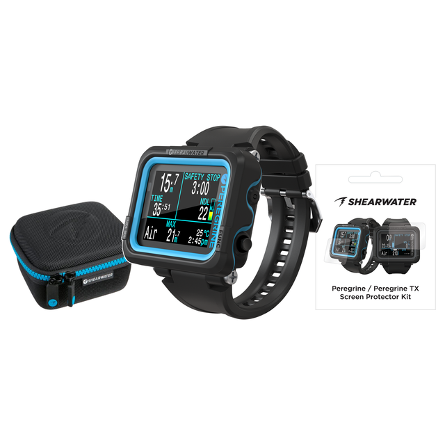 Shearwater Peregrine Dive Computer + EVA Travel Case + Screen Protectors Package — includes Shearwater Peregrine Dive Comput…