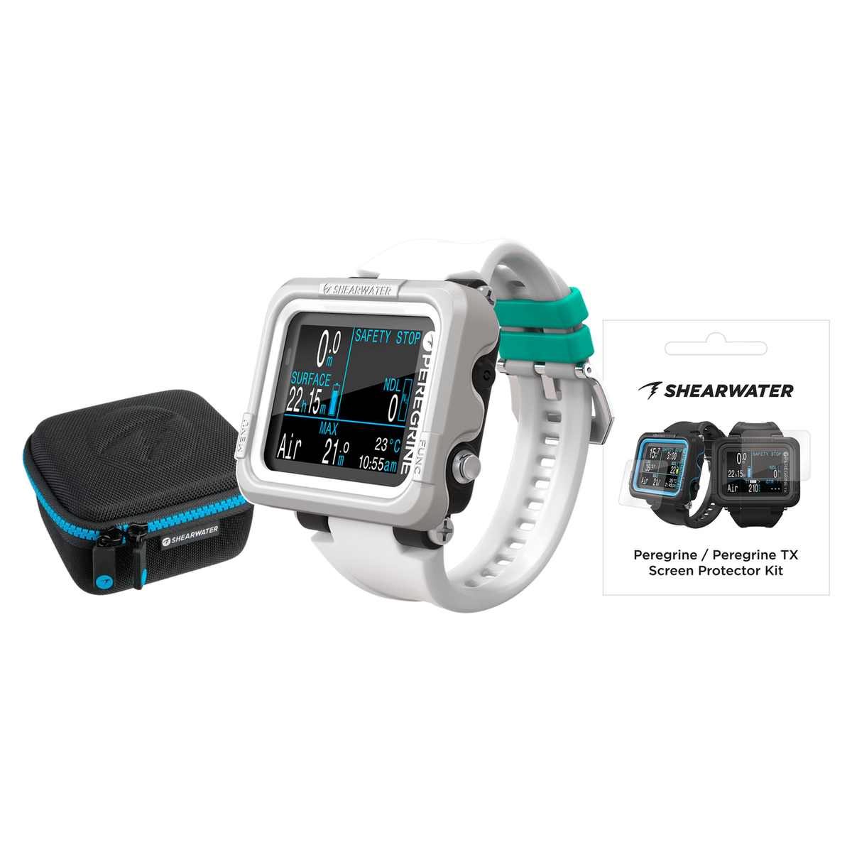 Shearwater Peregrine Dive Computer + EVA Travel Case + Screen Protectors Package — Adventures Light